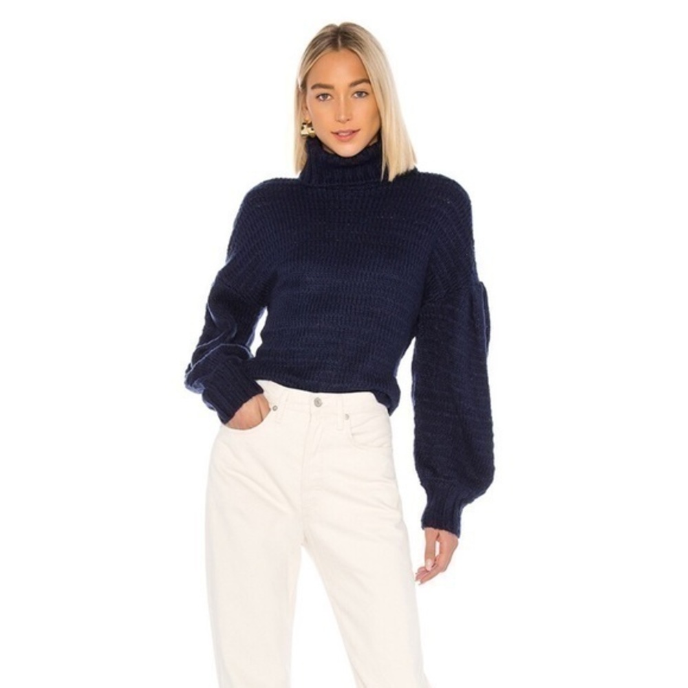 Tularosa navy blue turtleneck chunky sweater | Size Small